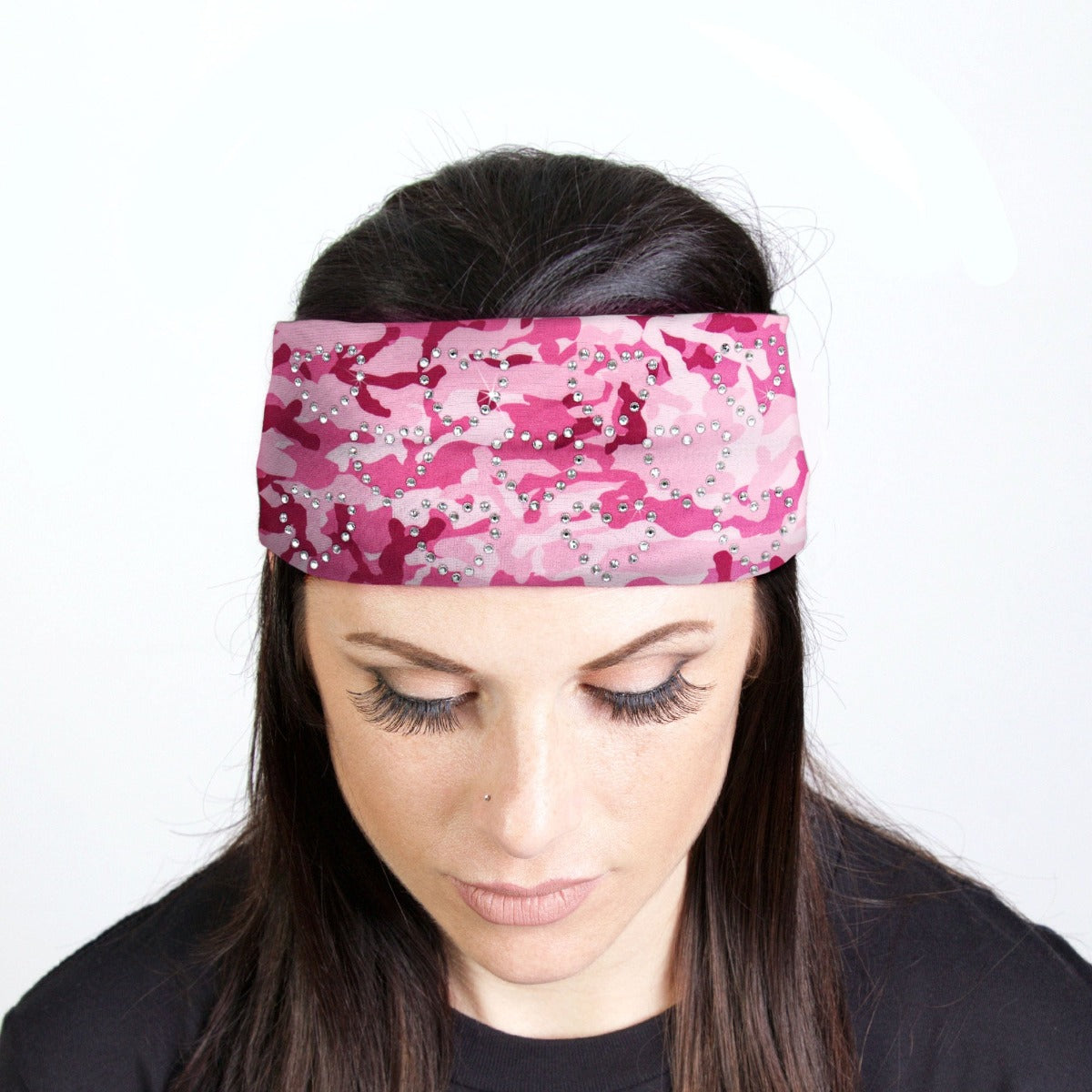 Hot Leathers Pink Camo Bandana Headband Wraps w/Rhinestones