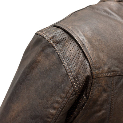 First Manufacturing Rocky - Men's Motorcycle Leather Jacket, Brown