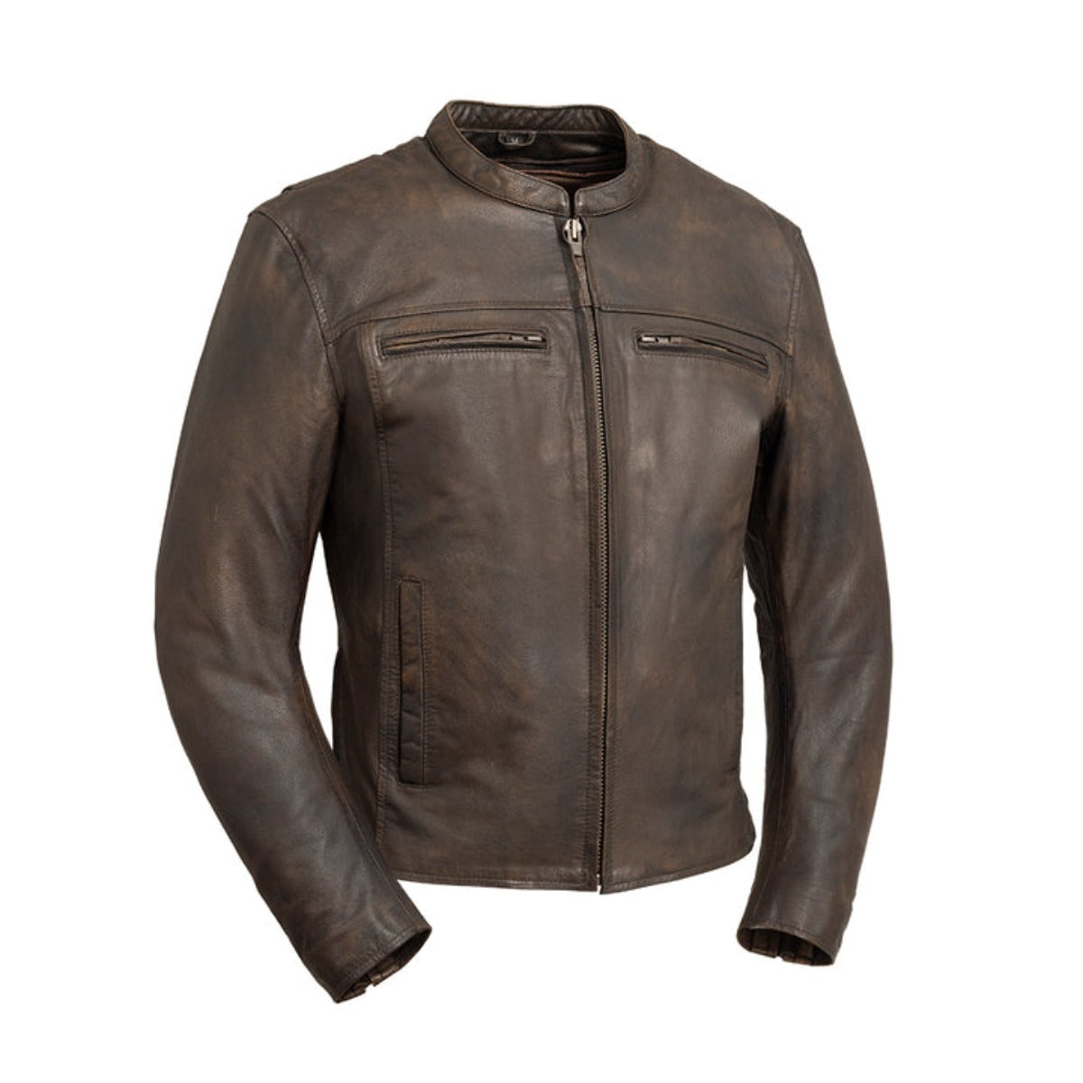 First Manufacturing Rocky - Men's Motorcycle Leather Jacket, Brown