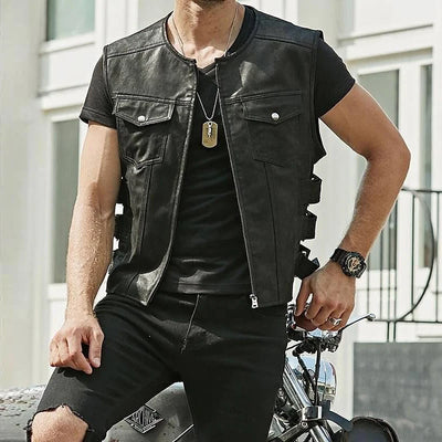 Alr™ Men's PU Leather Slim Motorcycle Vest