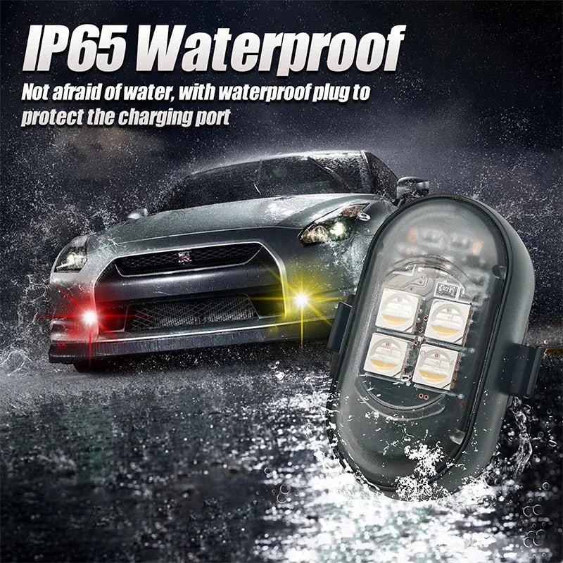 Motorcycle LED Lights - RGB Strobe Wireless Car Warning