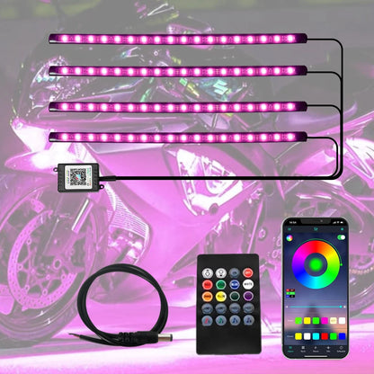 Motorcycle LED Lights - RGB Underglow Kit App Remote