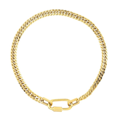 Designer Jewelry Tarnish Free 18K Gold Plated Stainless Steel Two Tone Chunky Charm Necklace Cuban Chain Necklace