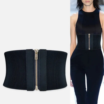 Zip Front Elastic Corset Belt for women