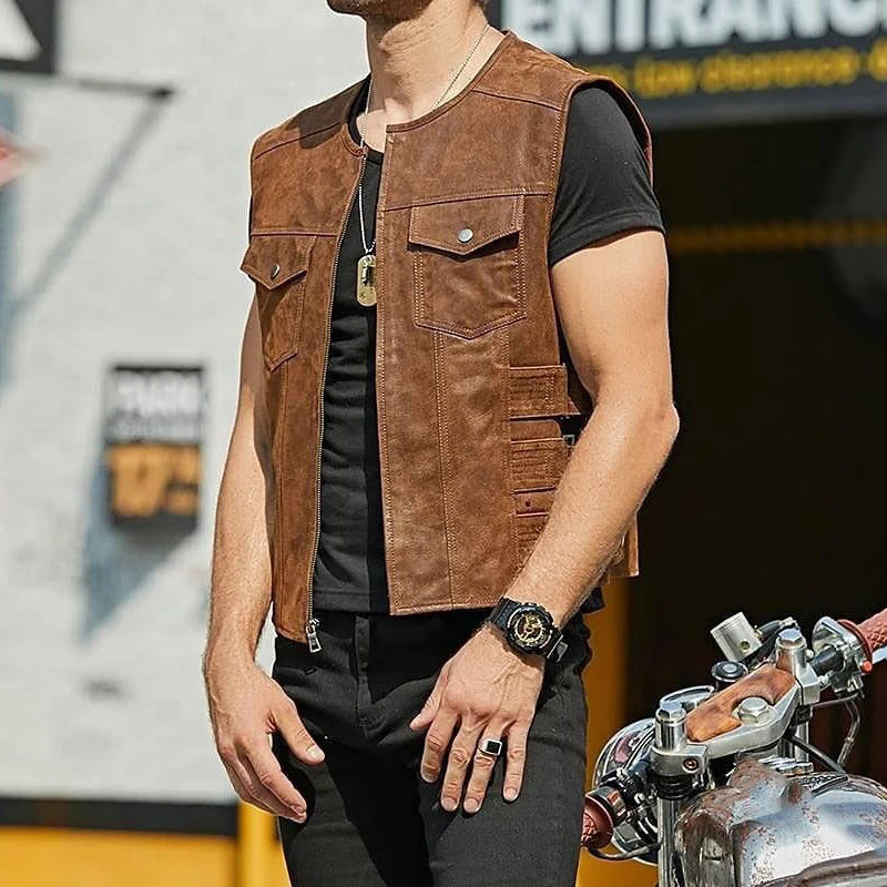 Alr™ Men's PU Leather Slim Motorcycle Vest