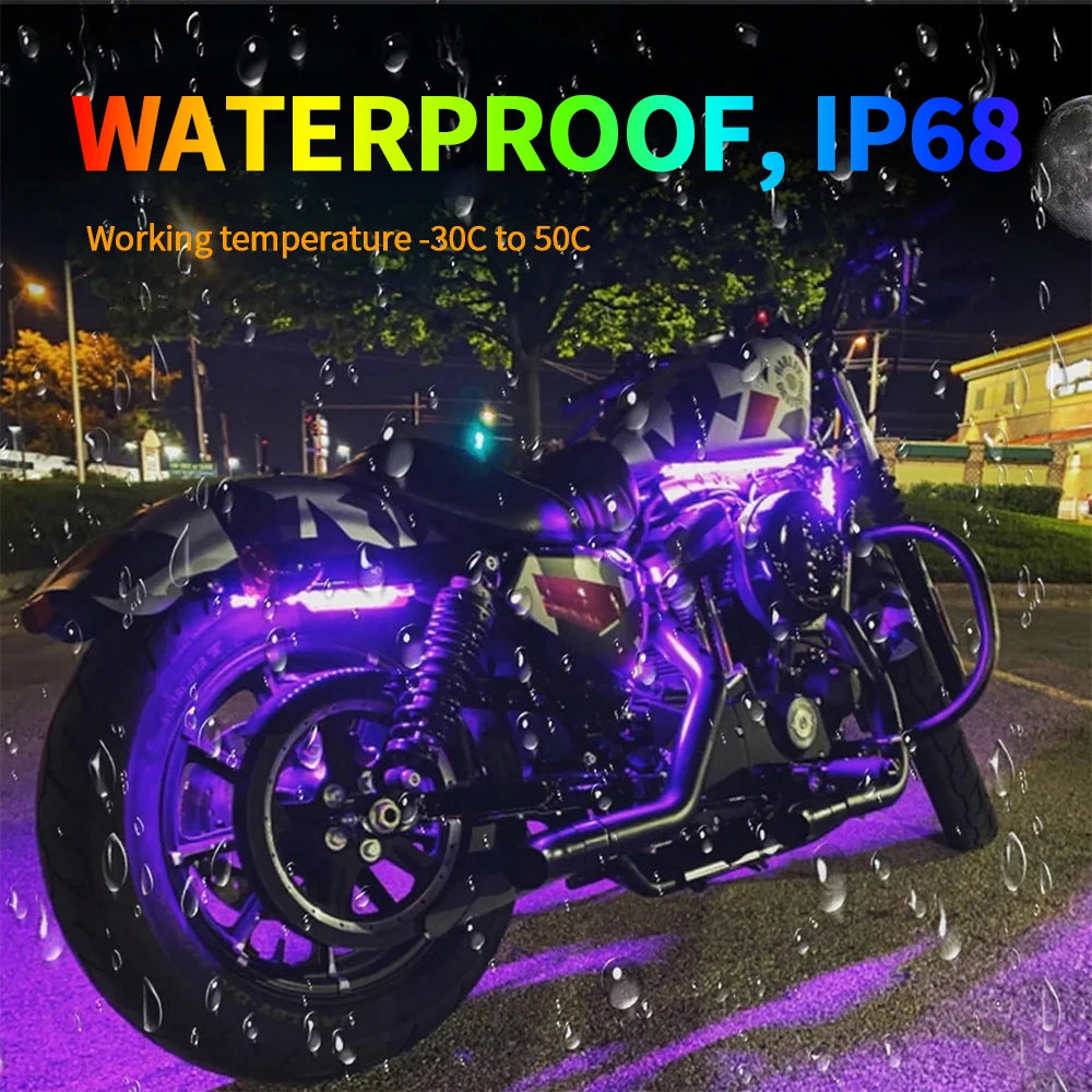 Motorcycle LED Lights - Underglow Strip Wireless RGB Remote