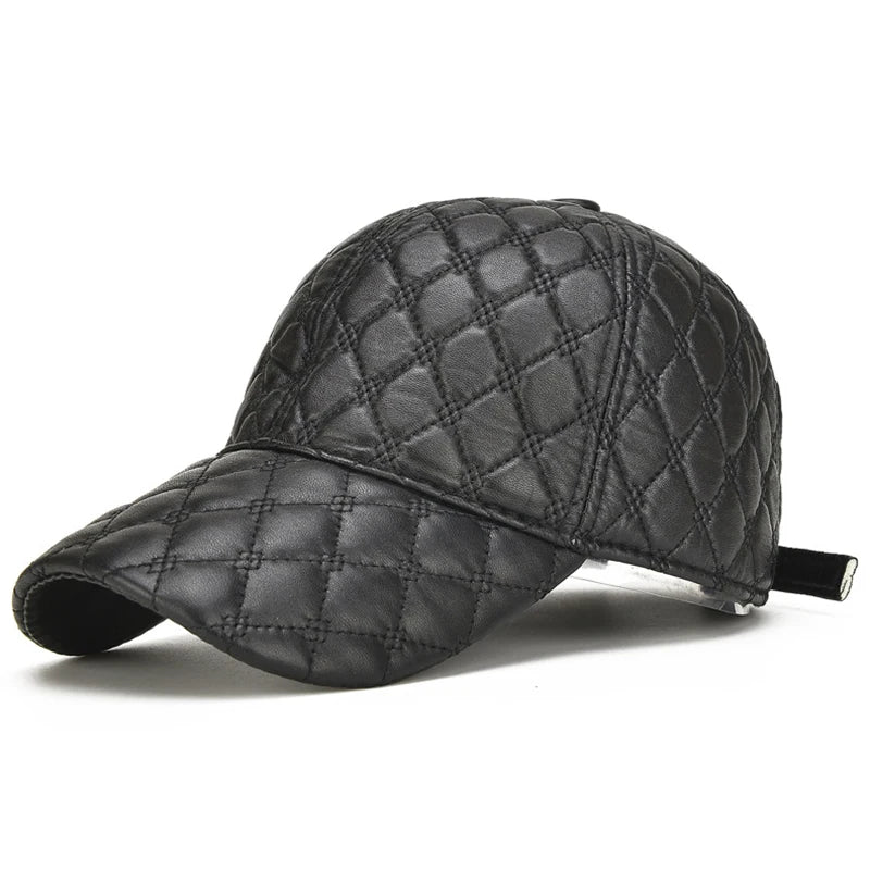 2025 Spring Genuine Sheepskin Leather 55-61CM Black Baseball Caps For Man Casual Street Gf Gorras Dad Hat
