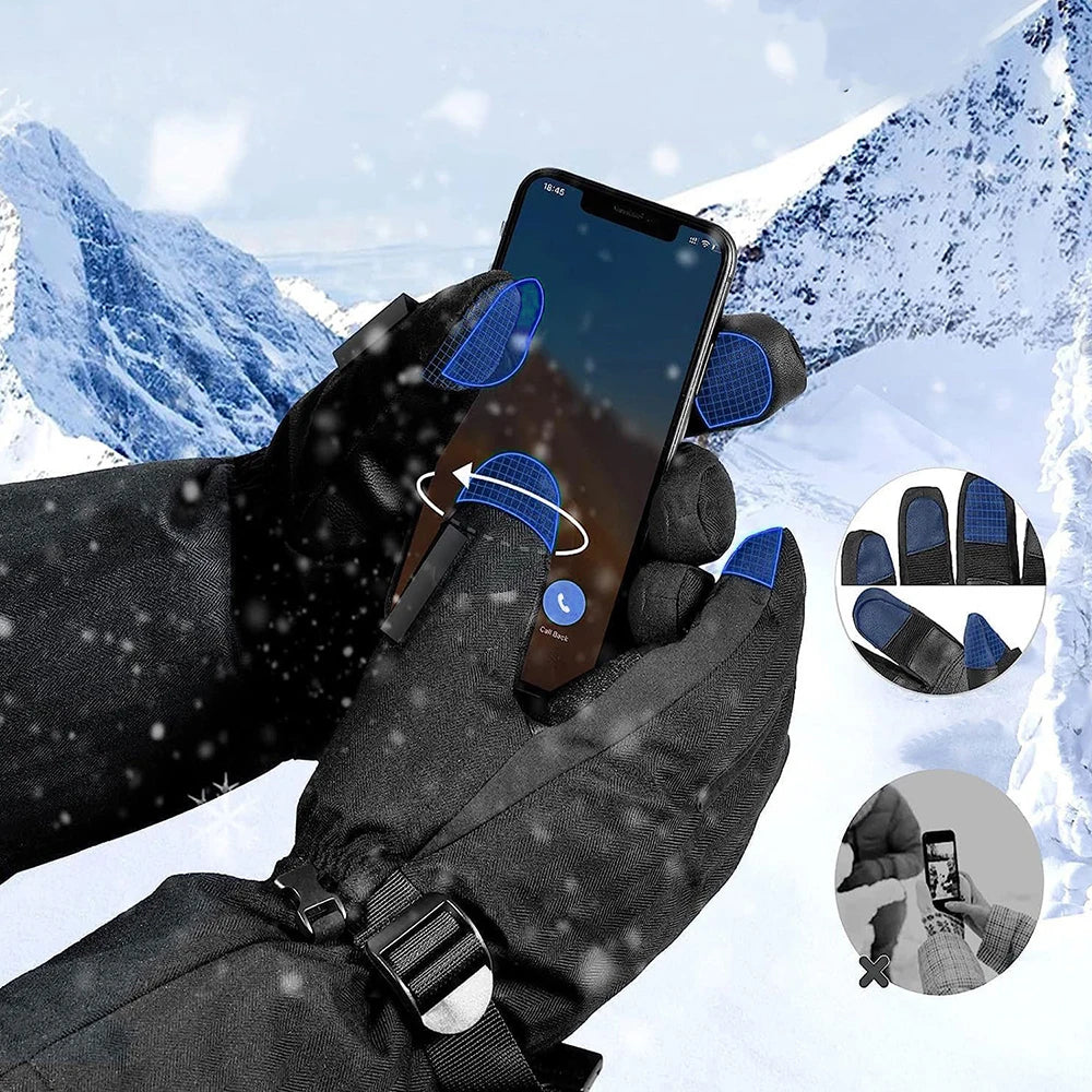 Heated Motorcycle Gloves Winter Warm Snowmobile Skiing Gloves Waterproof Touch Screen Rechargeable Heating Thermal Moto Guantes