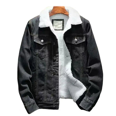 Alr™ Men's Denim Jacket with Lamb Cashmere Lining, Black