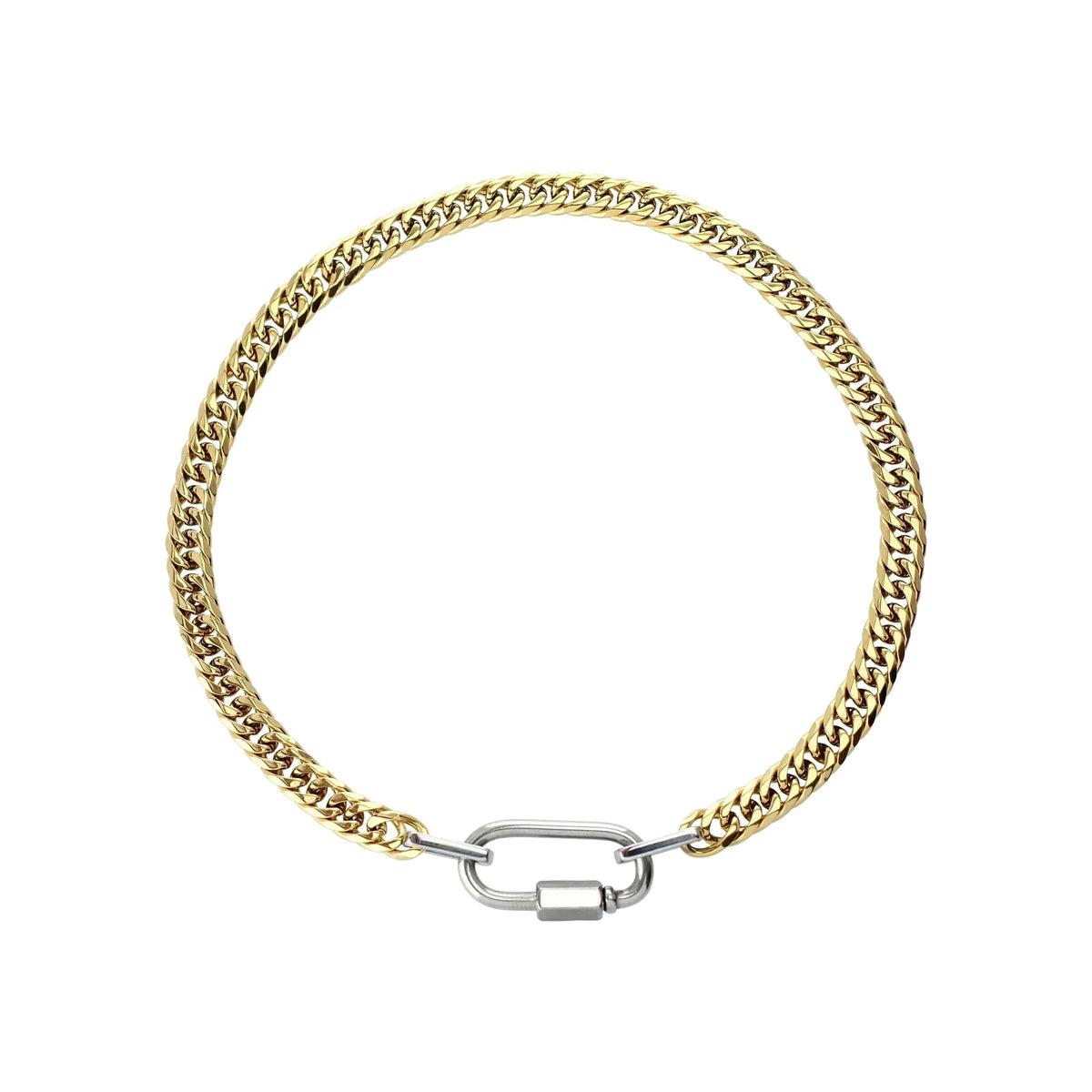 Designer Jewelry Tarnish Free 18K Gold Plated Stainless Steel Two Tone Chunky Charm Necklace Cuban Chain Necklace