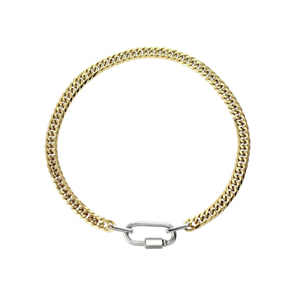 Designer Jewelry Tarnish Free 18K Gold Plated Stainless Steel Two Tone Chunky Charm Necklace Cuban Chain Necklace