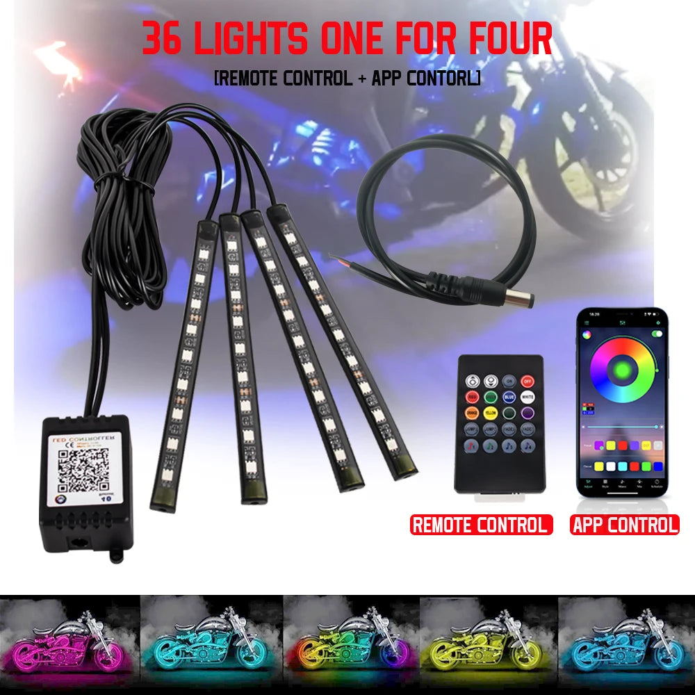 Motorcycle LED Lights - Underglow Atmosphere RGB App Control