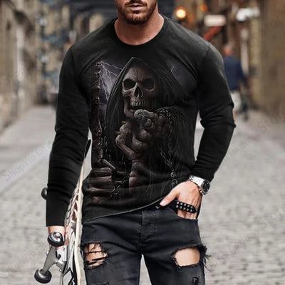 Alr™ Men's 3D Long Sleeves Skull Print Shirt