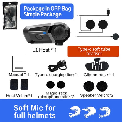 Motorcycle Helmet Headset - Bluetooth Wireless Hands Free