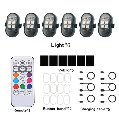 Motorcycle LED Lights - RGB Strobe Wireless Car Warning