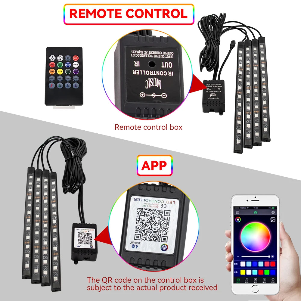 Motorcycle LED Lights - RGB Underglow Kit App Remote