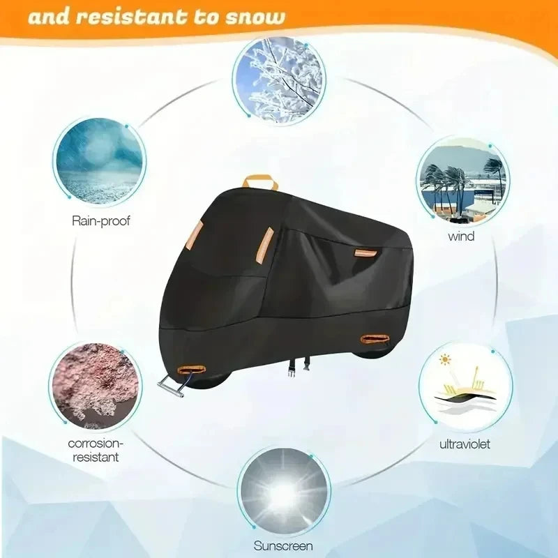 Waterproof Motorcycle Cover - All Season Silver Black Sun