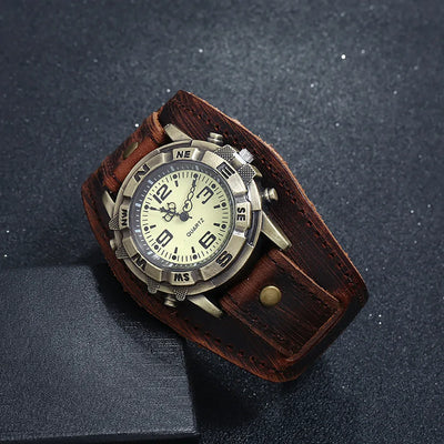 Alr™ Men's Punk Retro Leather Watch with Pin Buckle Strap