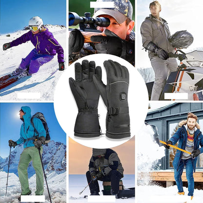 Heated Motorcycle Gloves Winter Warm Snowmobile Skiing Gloves Waterproof Touch Screen Rechargeable Heating Thermal Moto Guantes