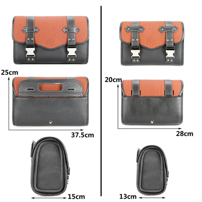 Leather Motorcycle Bag - Fork Saddlebag Universal PU Tool