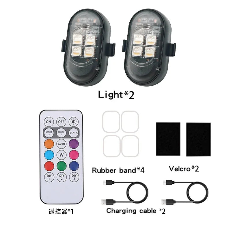 Motorcycle LED Lights - RGB Strobe Wireless Car Warning