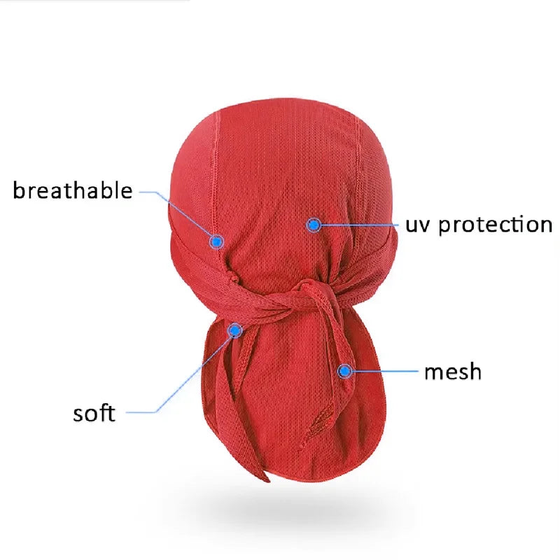 The Summer Cycling Cap, a unisex red pirate hat designed for the Harley-Davidson PAN AMERICA 1250 S and Sportster S 1250, offers breathable mesh, soft UV protection, and an elegant back tie for ultimate comfort and style.