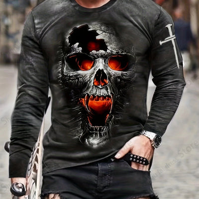 Alr™ Men's 3D Long Sleeves Skull Print Shirt