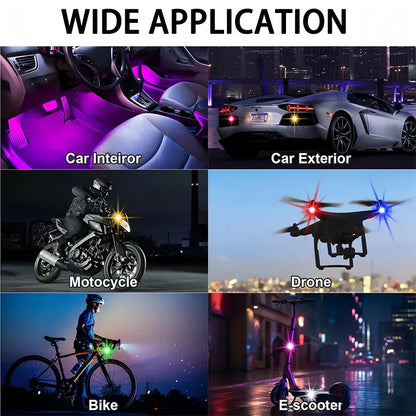 Motorcycle LED Lights - RGB Strobe Wireless Car Warning