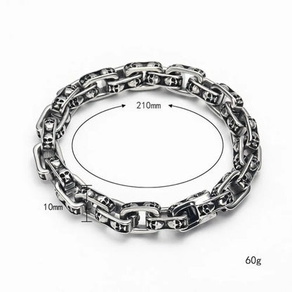 Stainless Steel Biker Skull Link Bracelet