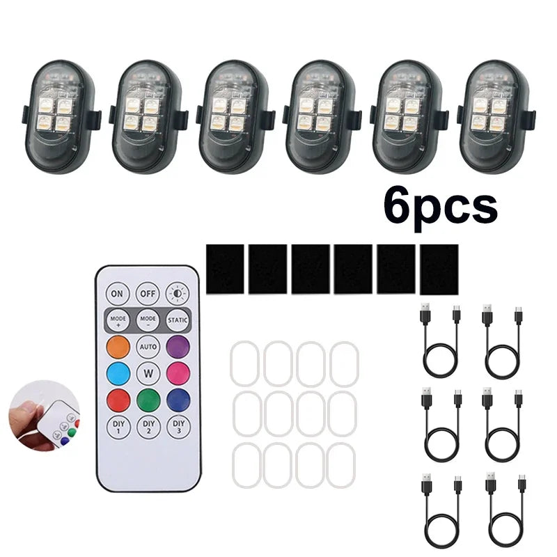 Motorcycle LED Lights - Wireless Strobe Car Remote RGB