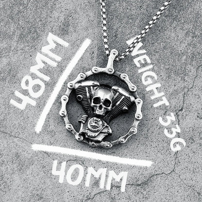 ALR™ Retro Skull Engine Necklace