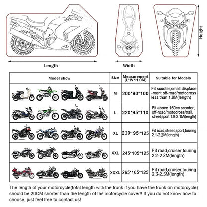 Waterproof Motorcycle Cover - Rain Dust