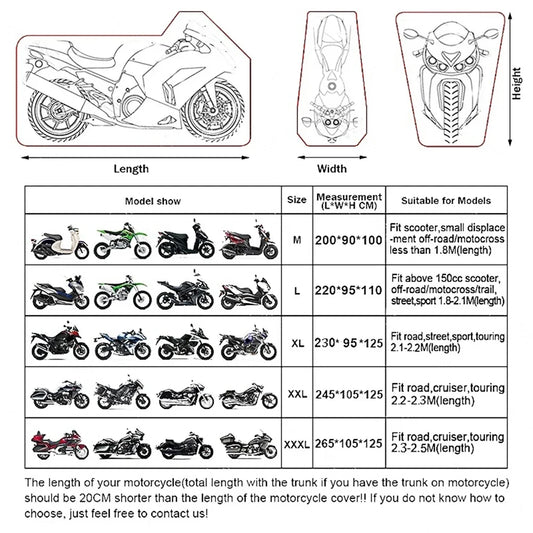 Waterproof Motorcycle Cover - Rain Dust