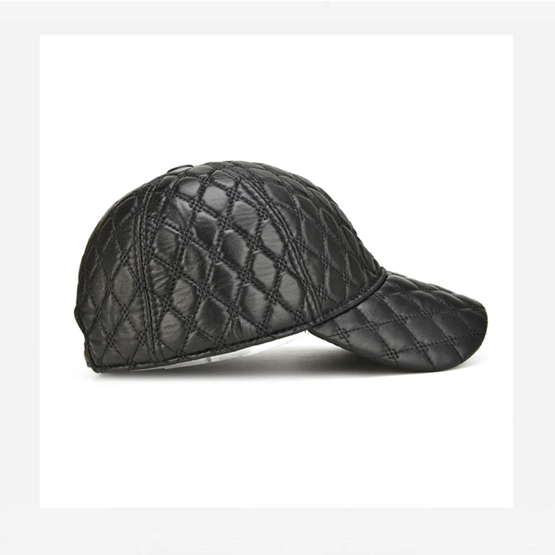 2025 Spring Genuine Sheepskin Leather 55-61CM Black Baseball Caps For Man Casual Street Gf Gorras Dad Hat