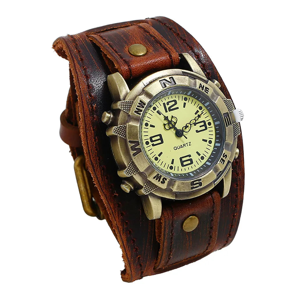 Alr™ Men's Punk Retro Leather Watch with Pin Buckle Strap