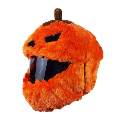 A attention-grabbing Cool Motorcycle Helmet Cover - Pumpkin on a white background.