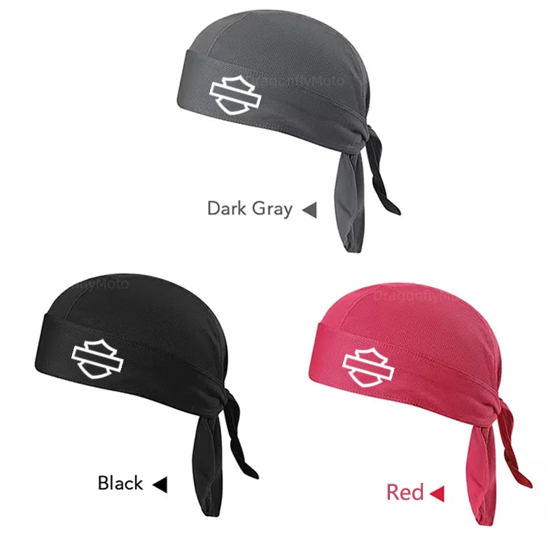 Three unisex Summer Cycling Caps in dark gray, black, and red with a white emblem, designed as breathable helmet liners for Harley-Davidson PAN AMERICA 1250 S PA1250 Sportster S 1250 motorcycles.