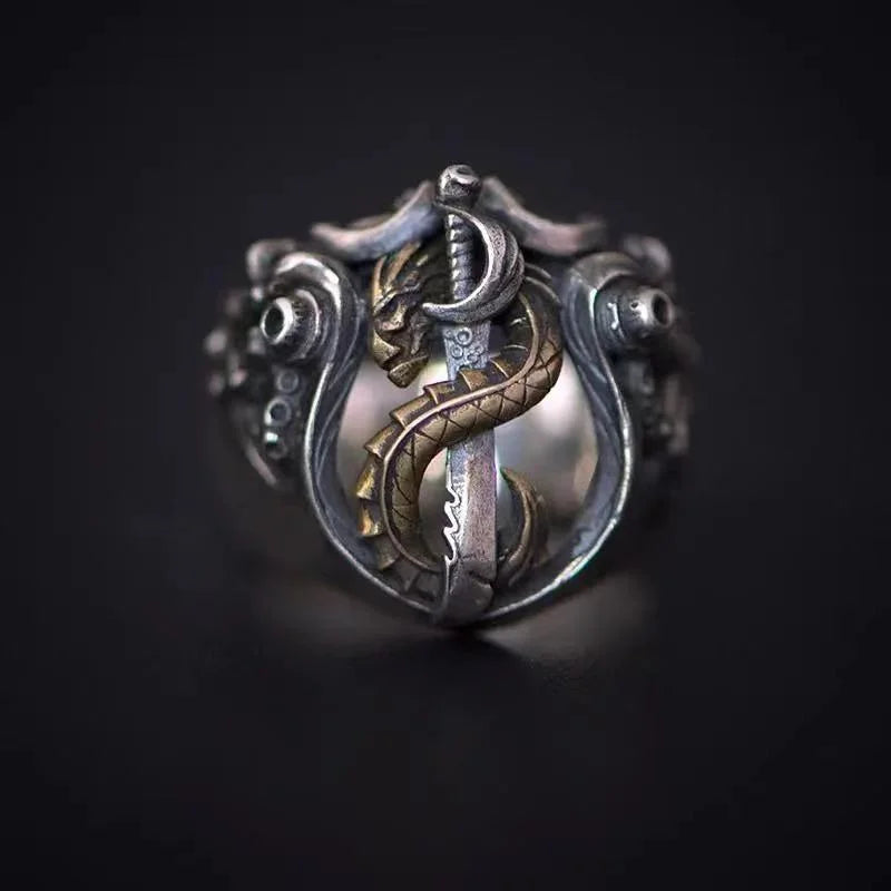 Personalized Index Finger Ring Male Jewelry Adjustable Fashion 925 Silver Ring For Men Snake Design Hollow Lines Accessories