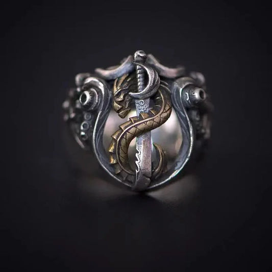 Personalized Index Finger Ring Male Jewelry Adjustable Fashion 925 Silver Ring For Men Snake Design Hollow Lines Accessories