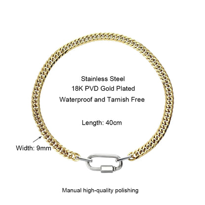 Designer Jewelry Tarnish Free 18K Gold Plated Stainless Steel Two Tone Chunky Charm Necklace Cuban Chain Necklace