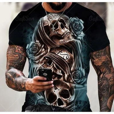 Alr™ Men's 3D Short Sleeves Skull Print Shirt