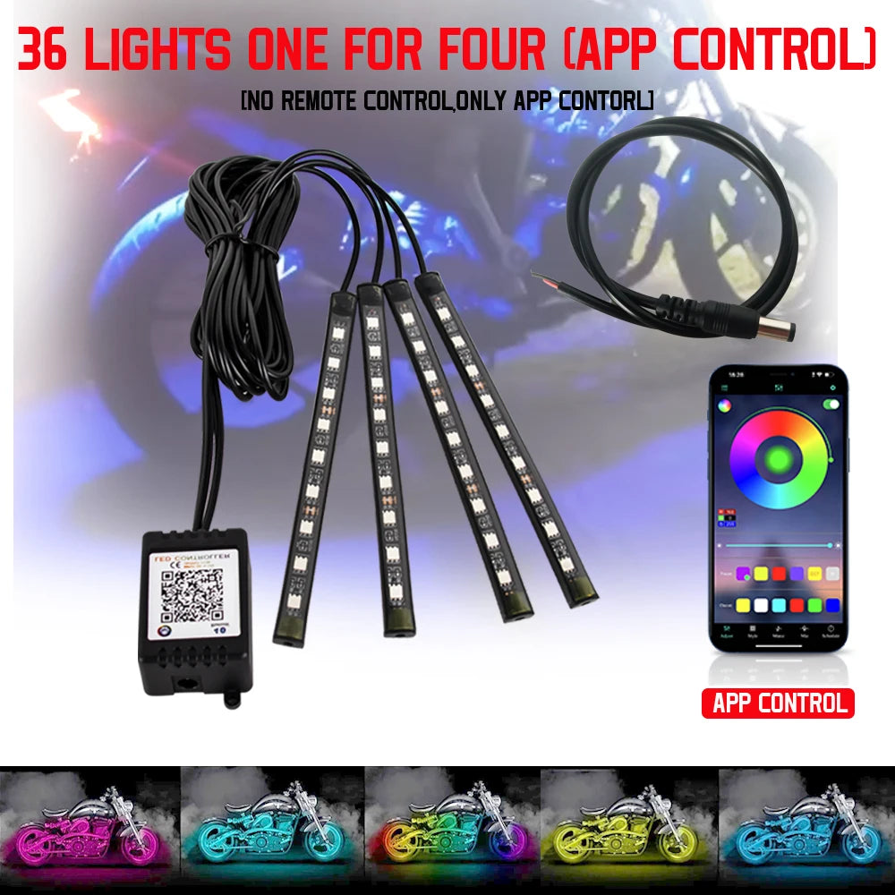 Motorcycle LED Lights - Underglow Atmosphere RGB App Control