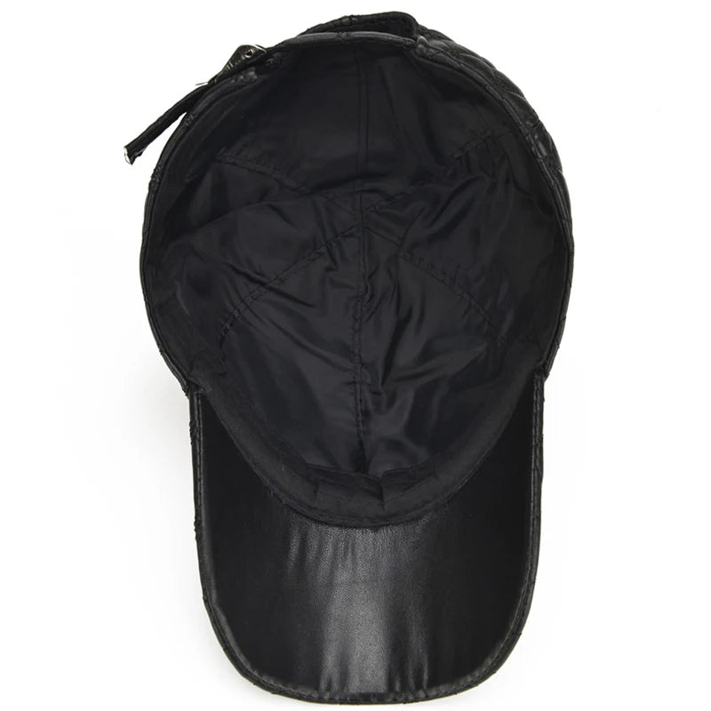2025 Spring Genuine Sheepskin Leather 55-61CM Black Baseball Caps For Man Casual Street Gf Gorras Dad Hat