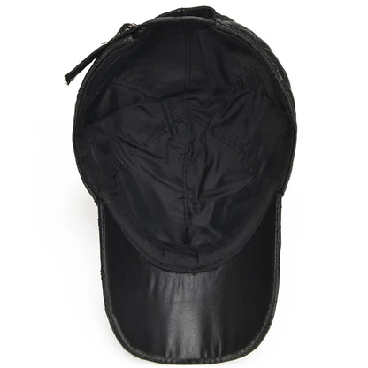 2025 Spring Genuine Sheepskin Leather 55-61CM Black Baseball Caps For Man Casual Street Gf Gorras Dad Hat