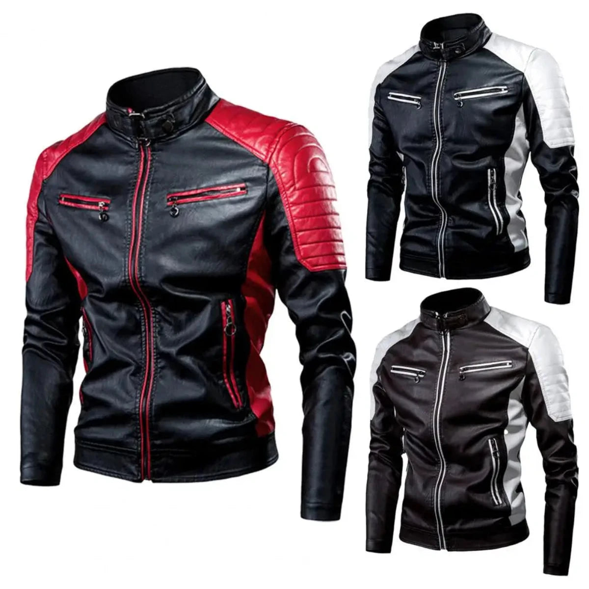 Alr™ Men's PU Leather Motorcycle Bomber Jacket