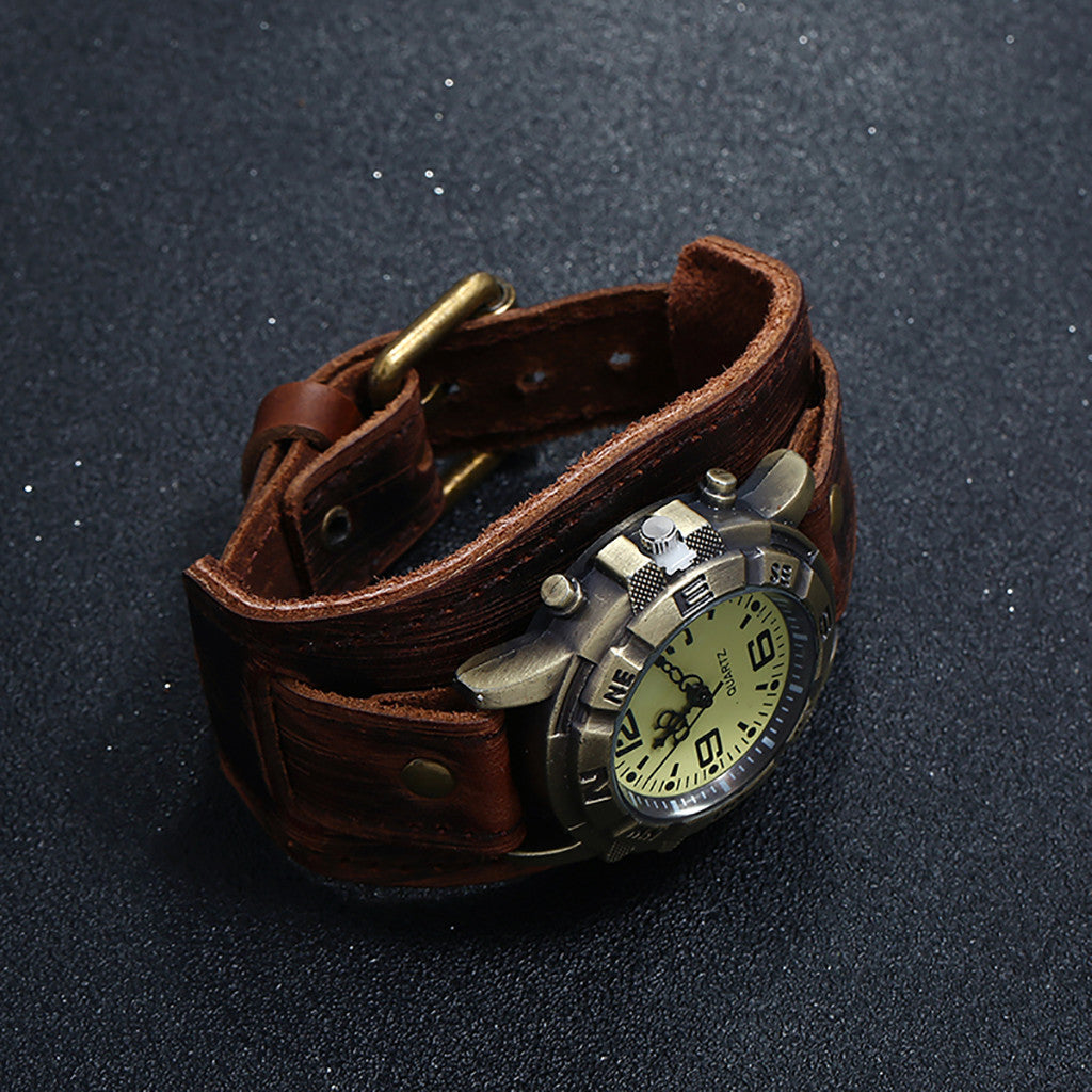 Alr™ Men's Punk Retro Leather Watch with Pin Buckle Strap