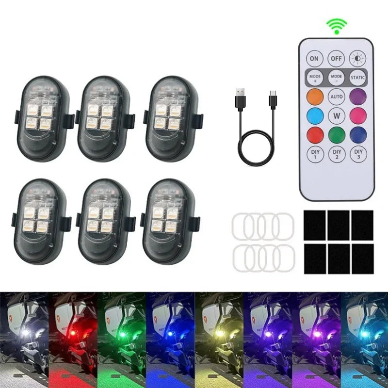 Motorcycle LED Lights - Wireless Strobe Car Remote RGB