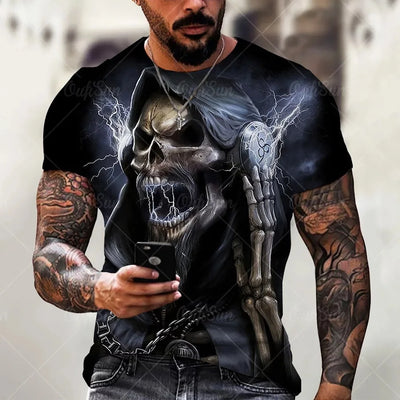 Alr™ Men's 3D Short Sleeves Skull Print Shirt