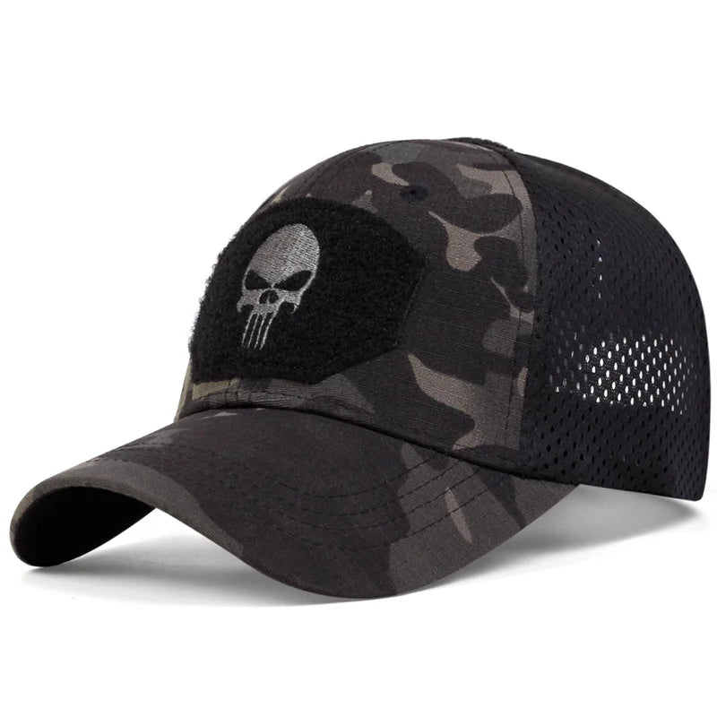 Alr™ Skull Punisher Adjustable Snapback Baseball Cap, Camo/Dark Gray