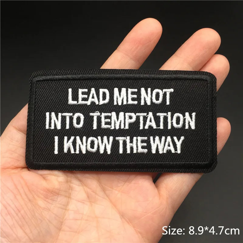 Alr™ Embroidered Iron-On Patch, Lead Me Not